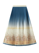 High Waist Slim Printed Pleated Skirt