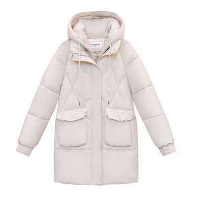 Medium and Long Fake Two-piece Hooded Jacket