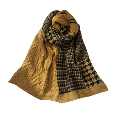 Thickened Warp Knitted Houndstooth Wool Scarf