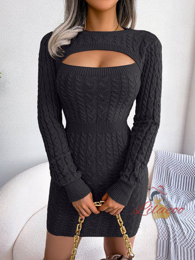 Sexy Hollow Twist Sweater Dress