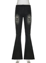 Low Waist Embroidered Flowers Slim Jeans