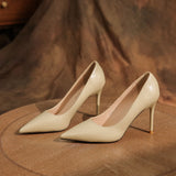 Fine-heeled Pointed Smooth High Heels