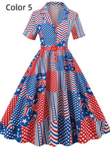 Flag Printed High Waist Retro Dress