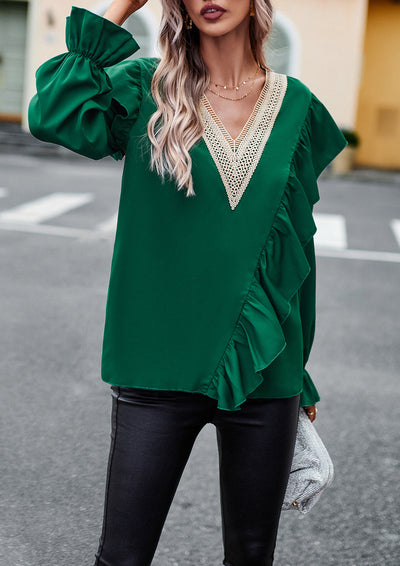 Women V-neck Long Sleeve Shirt