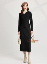 Thickened Semi-high Neck Sweater Dress