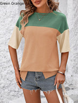 Round Neck Color Matching Short Sleeve T-shirt