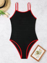 Sexy Solid Color One-piece Drawstring Backless Bikini