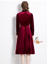 Long Sleeve Velvet Slim Dress