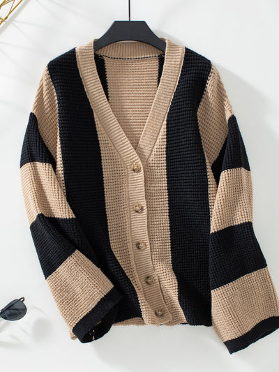 Contrast Striped Casual Loose Sweater