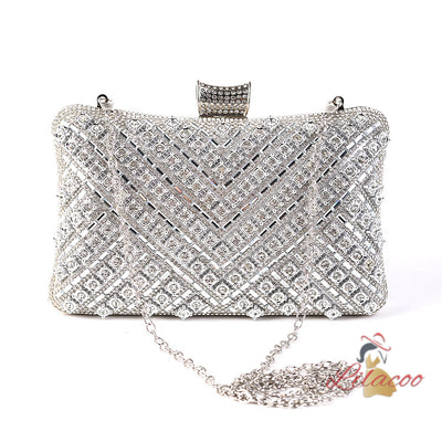 Diamond-encrusted Oblique Hanging Clutch Bag