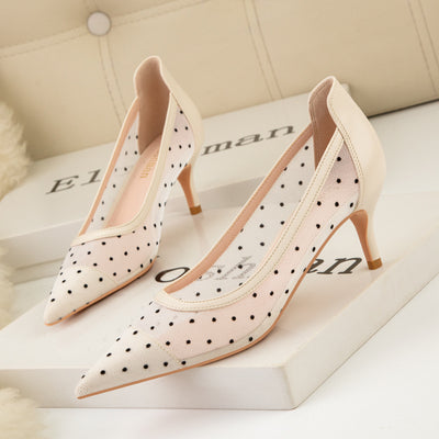 Mesh Polka-dot Stilettos Shoes