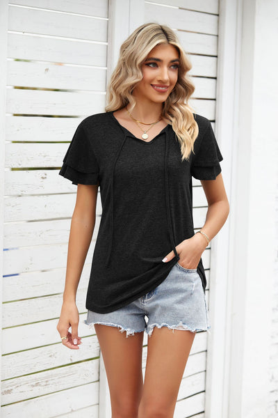 V-neck Loose Pullover T-shirt