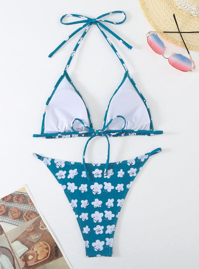 Sexy Three-point Split Printed Swimsuit