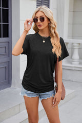 Solid Color Round Neck Short Sleeve T-shirt