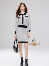 Small Lapel Coat+High Waist Skirt Suit