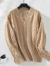 Solid Color Twisted Loose Long Sleeve Sweater