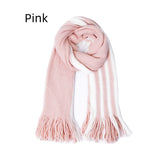 Striped Solid Color Long Tassel Scarf