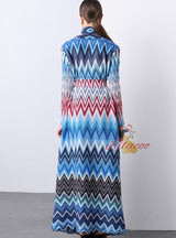 Pleats Loose Large Print Dress Coat