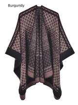 Geometric Diamond Shawl Coat Knitted Cloak