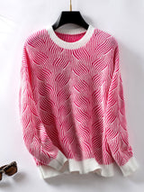 Loose Long-sleeved Contrast Vintage Striped Sweater