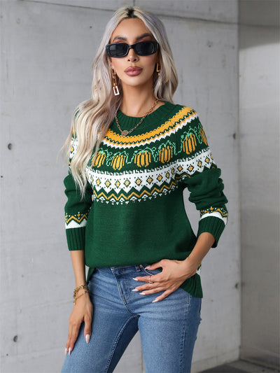 Christmas Print Round Neck Sweater