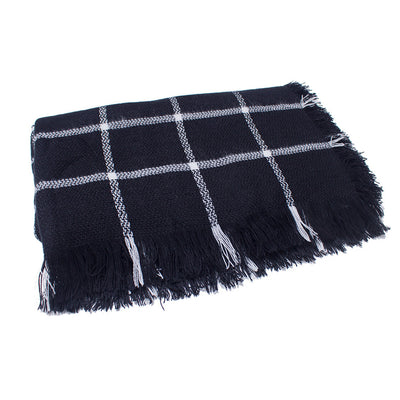 Cashmere-like Black and White Plaid Scarf