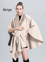 Wool Collar Wool Ball Knitted Cloak Shawl