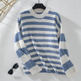 Casual Striped Color Matching Pullover Sweater