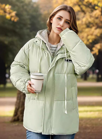 Fake Two-piece Hooded Thickened Cotton-padded Jacket