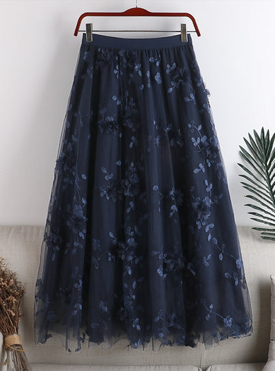 Double-layer Gauze Embroidery Skirt