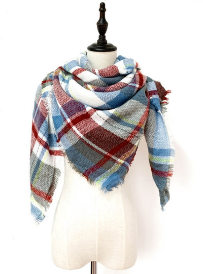 Cashmere-like Plaid Square Blanket Shawl Scarf