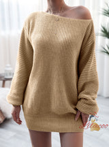 Long Sleeve Loose Casual Knitted Sweater Dress