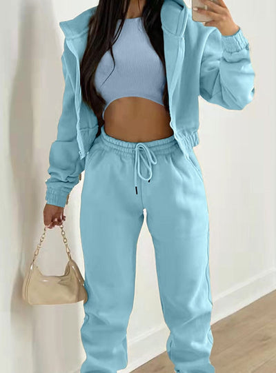 Three-piece Pants Hooded Casual Suit