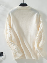 Twist Twist Pullover Round Neck Solid Color Sweater