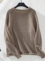 Solid Color Loose Round Neck Sweater