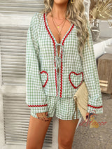 Casual Printed Lace-up Rayon Shorts Suit