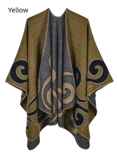 Cashmere-like Cloak Scarf Split Shawl