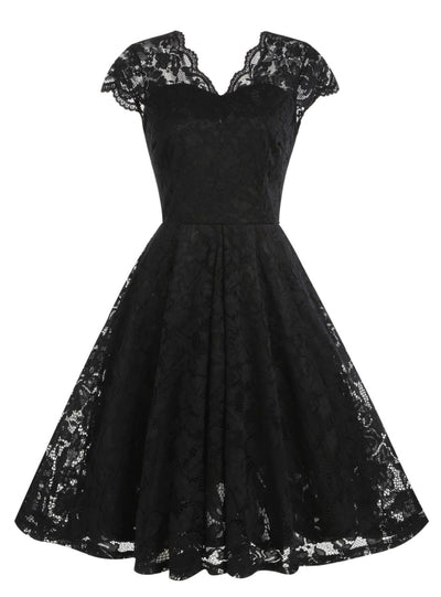 V-neck Lace Sleeveless Retro Dress