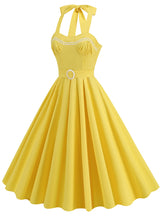 Women Hepburn Retro Halter Dress