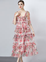 Heavy-duty Gauze Printed Long Dress