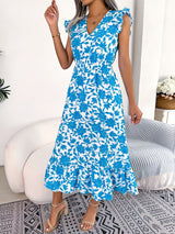 Leisure Flower Silm Waist Holiday Dress