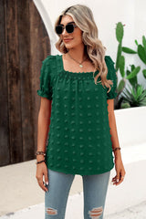 Chiffon Wool Short Sleeve Square Collar Shirt