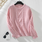 Solid Color Twist Pullover Sweater