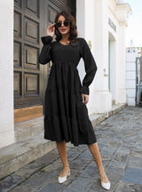 V-neck Flared Sleeve Long Sleeve Dress