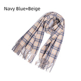 Fringed Plaid Shawl Padded Scarf