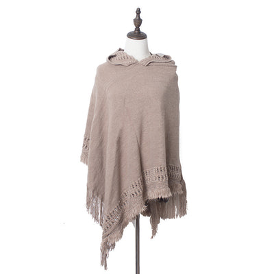 Knitted Shawl Hooded Pullover Cloak