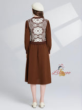 Classical Jacquard Round Neck Long Sleeve Dress