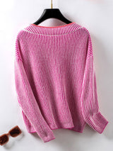 Casual Pullover Loose V-neck Striped Sweater