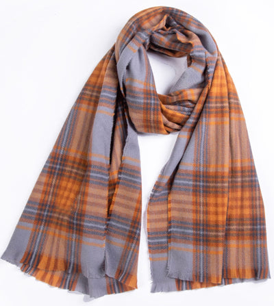 Women Retro Blue Plaid Scarf