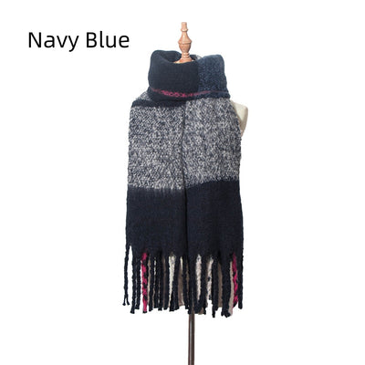 Thick Tassel Plaid Thickened Stitching Scarf